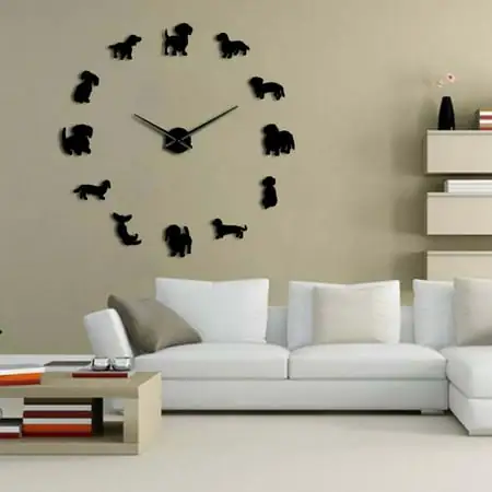 for Bederoom and Bedside DIY Wall Art Dog Puppy Frameless Giant Clock With Effect