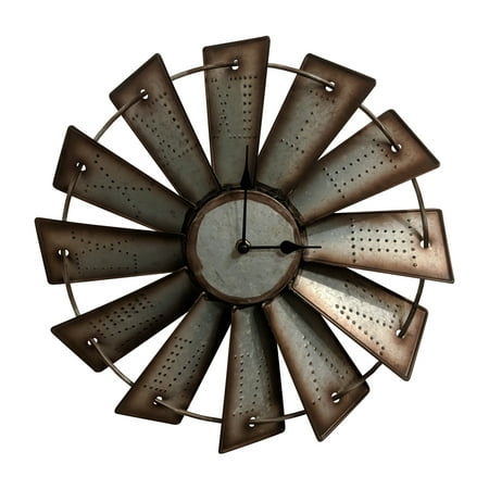 Gianna's Home Rustic Farmhouse Metal Windmill Wall Clock 14 1/2 in.