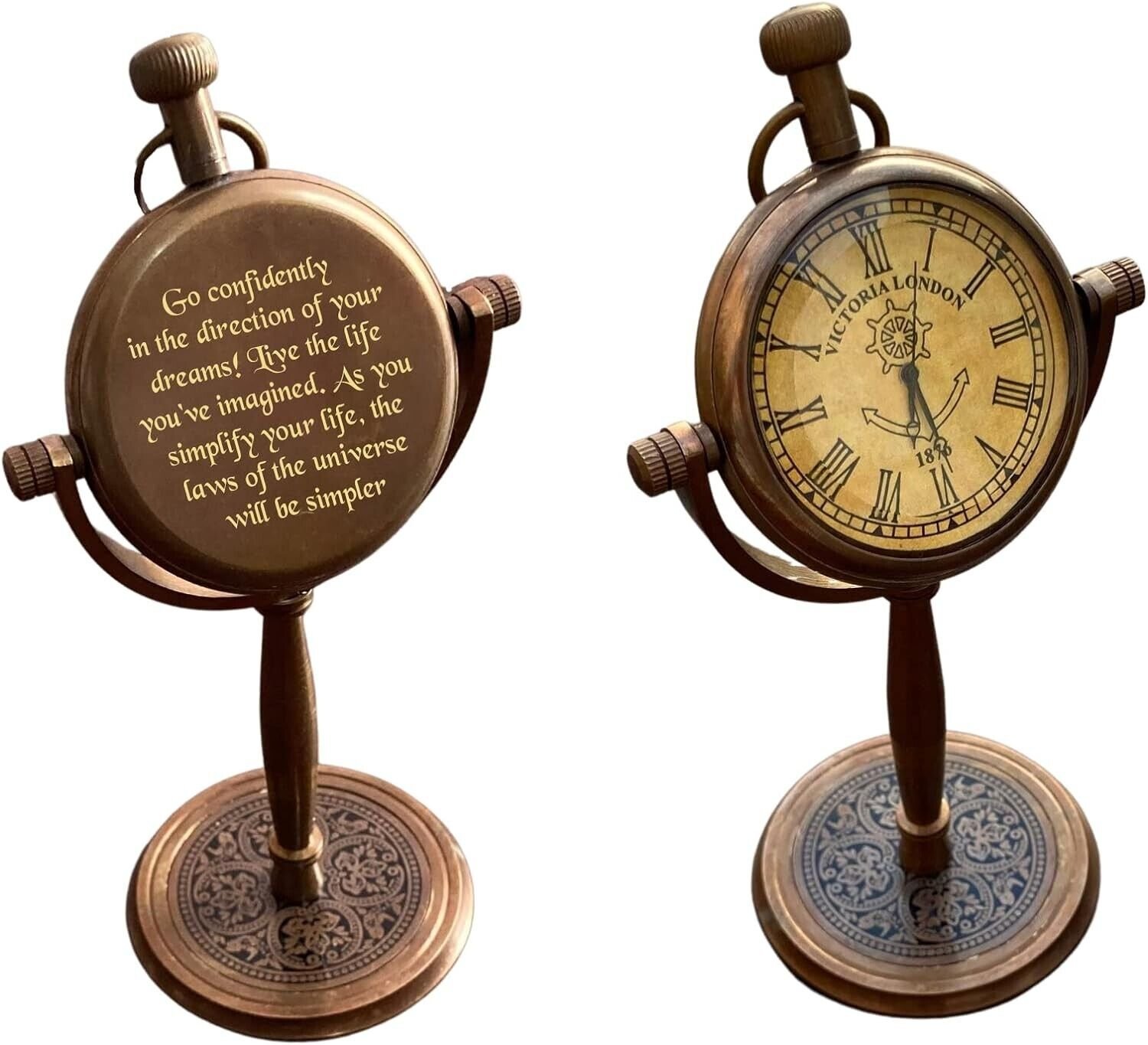 Go Confidently Desk Clock Tabletop Personalized Decorative Gift Engraved Quote.