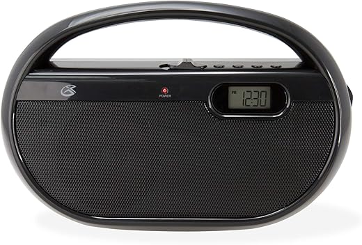 GPX, Inc. R602B Portable AM/FM Radio with Digital Clock and Line Input (Black)