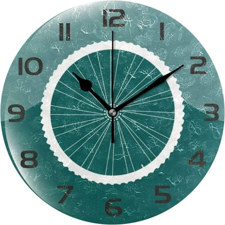 GZHJMY 10In Wall Clock, Bike Wheels PVC Silent Non Ticking Battery Operated Accurate Home Clock,Wall Decor for The Kitchen,Living Room,Bedroom,Office