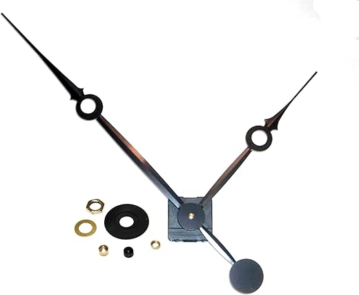 High Torque Clock Movement (Silent Sweep) Extended Shaft with 14 in. Long Balanced Black Fancy Sword Hands (No7), Clock Movements, Large Wall Clock, Non Ticking, Large Clock Hands, Quiet