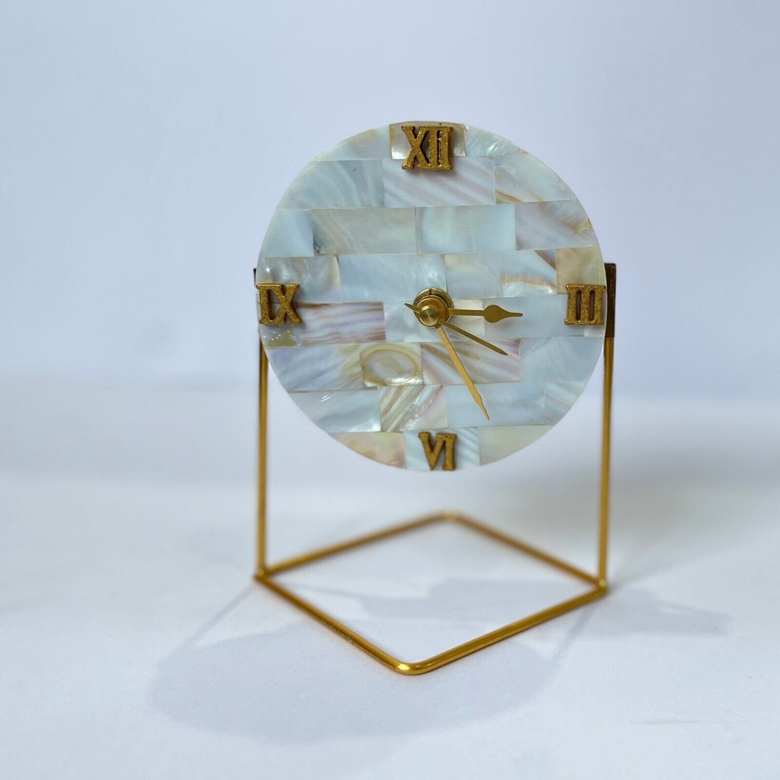 HOMEARTE Handmade Desktop Clock Mother of Pearl Unique Home Decor Table Clock