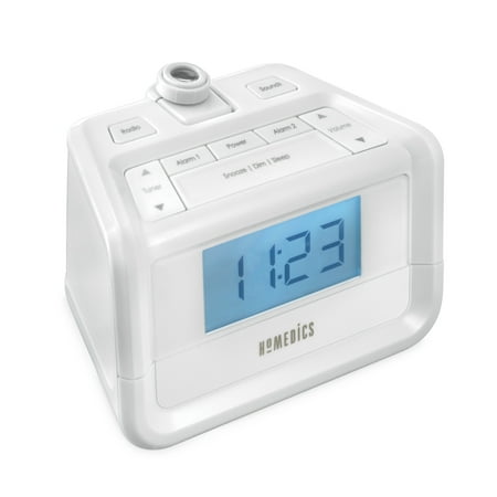 HoMedics Sound Machine and Digital Clock Radio with Time Projection, White, SS-4520