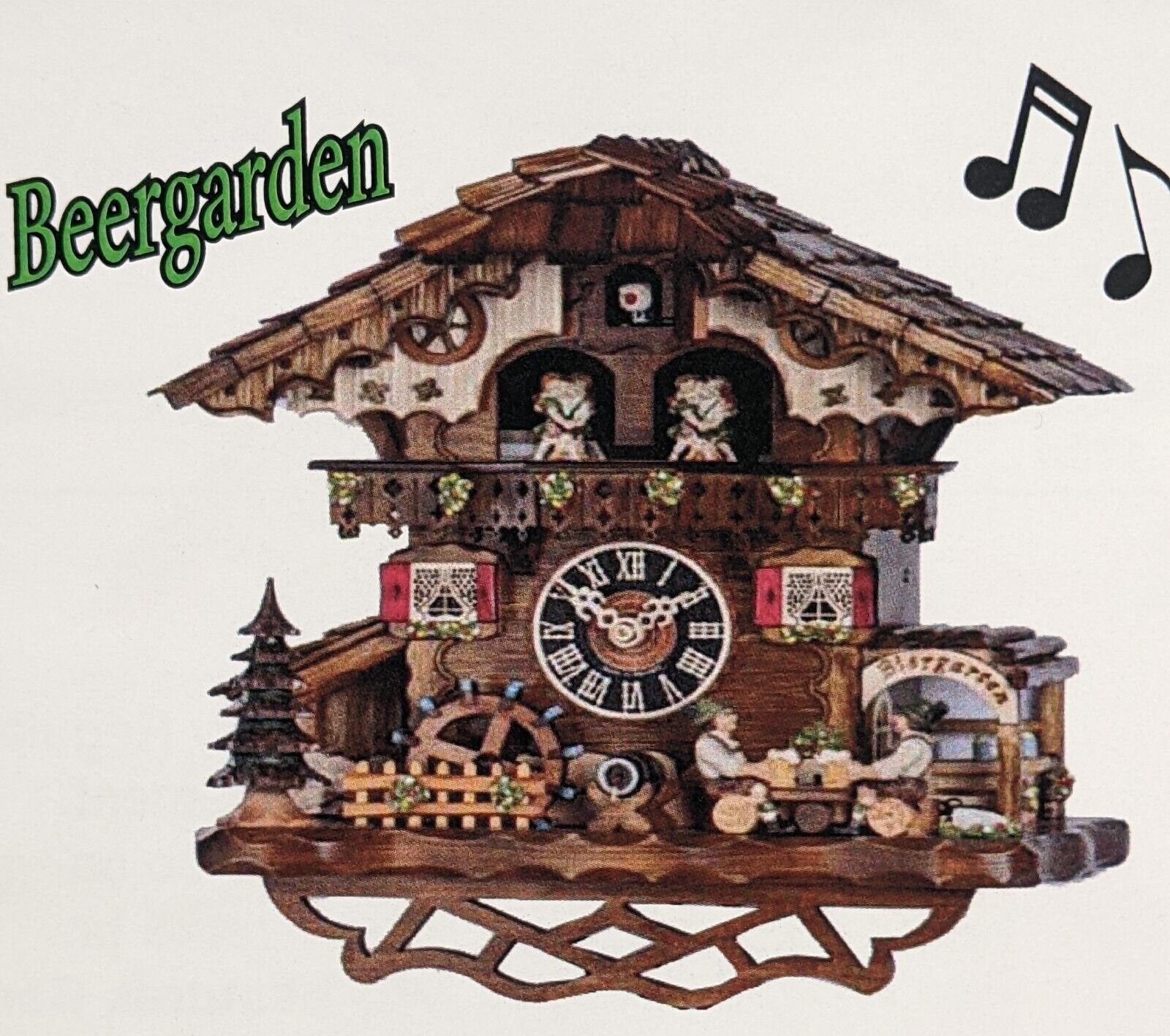 Hones 1 Day Beer Drinkers Musical 12.5" Chalet Cuckoo Clock Germany Black Forest