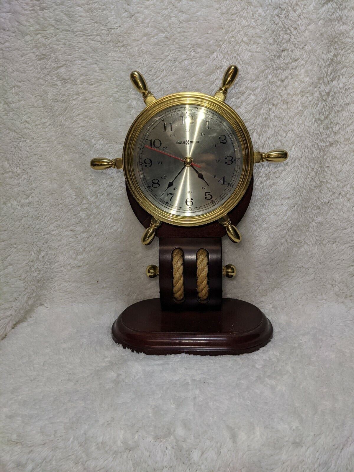 Howard Miller Britannia Solid Brass Ships Wheel Table Clock 613-467