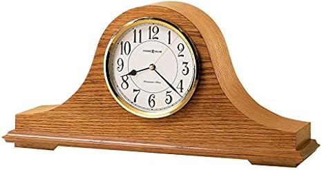 Howard Miller Echo Mantel Clock II 549-617 – Golden Oak Finish, Polished Brass-Finish Bezel, Black Numerals, Brass Second Hand, Quartz Movement, Westminster Chime