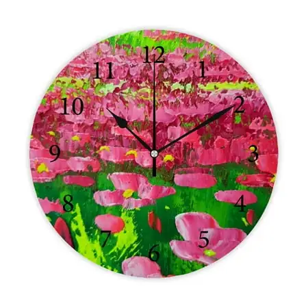 Hyjoy Beautiful Canvas Painting 10 Inch Wood Wall Clock Quartz Analog, Silent Non-Ticking, Decorative Modern Wall Clock Battery Operated for Living Room Bathroom Bedroom Kitchen Office School