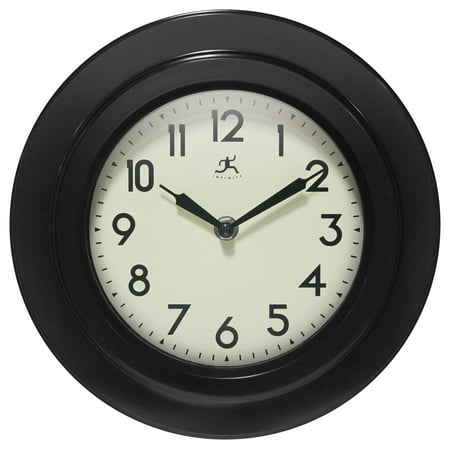 Infinity Instruments Retro Escape Plastic 9.75 Indoor Wall Clock with Silent Movement, Black