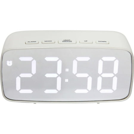 Infinity Instruments White Digital Tabletop Alarm Clock