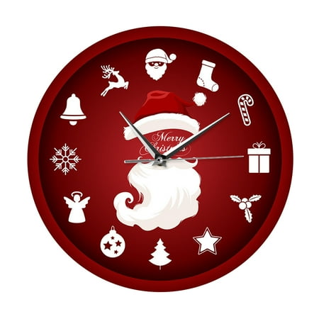 JeashCHAT Christmas Decorations Indoor Christmas Ornaments Holiday Decoration Gift Wall Clock Santa Claus Wall Clock Decoration Clock