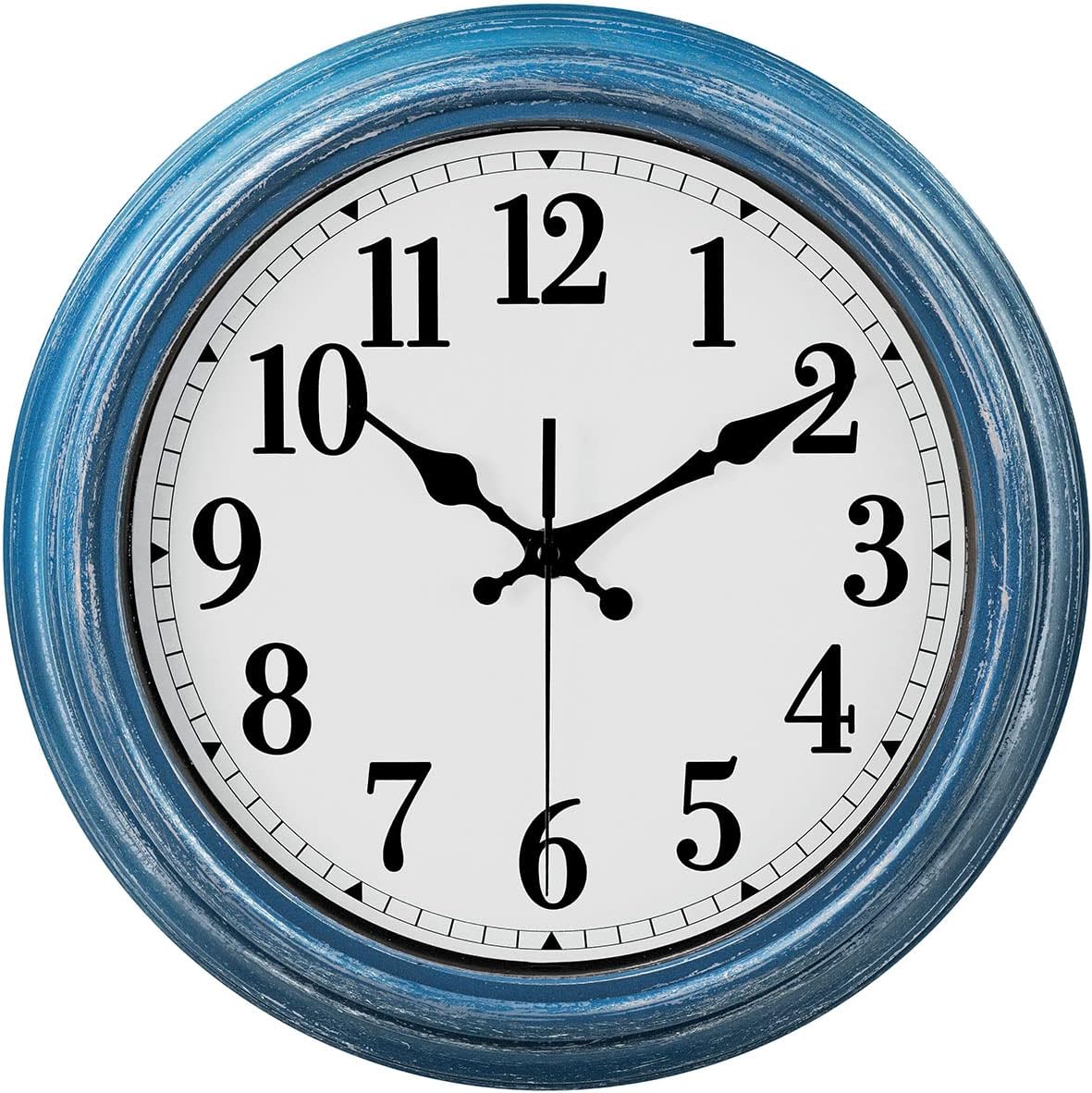 JENLYSTIME 12 Inch Retro Wall Clock Silent Non Ticking Battery Operated Movement Easy to Read Wall Clocks Decorate for Bedroom Living Room Kitchen Office(Blue)