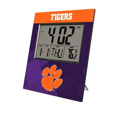 Keyscaper Clemson Tigers Color Block Digital Desk Clock