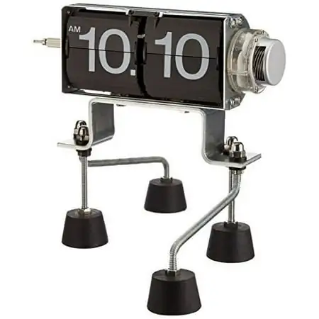 Kikkerland Flip Clock with Swinging Steel Legs and Rubber Feet 1745