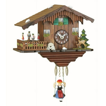 Kuckulino Black Forest Clock Swiss House with quartz movement and cuckoo chime, turning dancers TU 2019 SQ