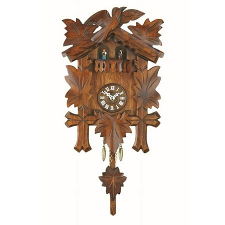 Kuckulino Black Forest Clock with quartz movement and cuckoo chime, turning dancers, height 9 inch TU 2018 PQ