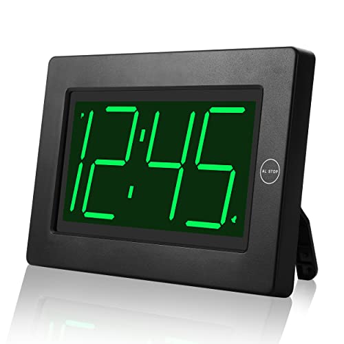 KWANWA Alarm Clock, Wall Clock, Digital Clock, 3 LED Digit Display, Battery Operated, Adjustable Brightness, Auto Night Mode, Auto Alarm Volume Increasing, Wall-Mount & Table-top