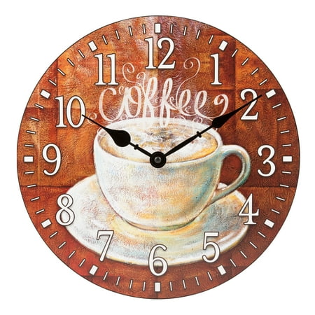 La Crosse Clock 404-2631C 12 inch Round Coffee Décor Analog Quartz Wall Clock