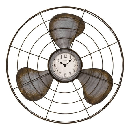 La Crosse Clock 404-3942 16.5 inch Metal Fan Analog Quartz Wall Clock