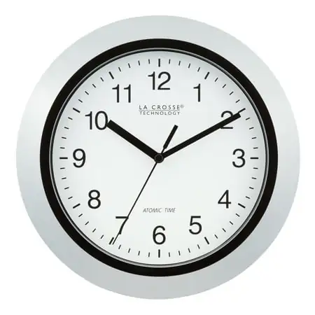 La Crosse Technology WT-3102S 10 inch Silver Atomic Analog Wall Clock