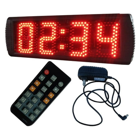 Large 5-inch 4 Digits LED Race Timing Clock Countdwon or Up Timer 12/24 Hours Minutes Clock with IR Control Red Color