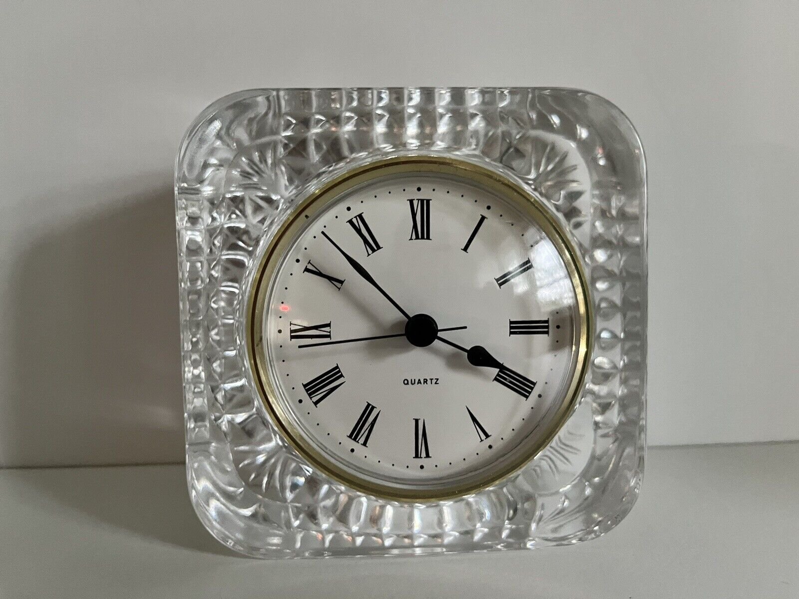 Lead Crystal Desk Clock Cristal D' Arques France Quartz 4 x 4 Clear