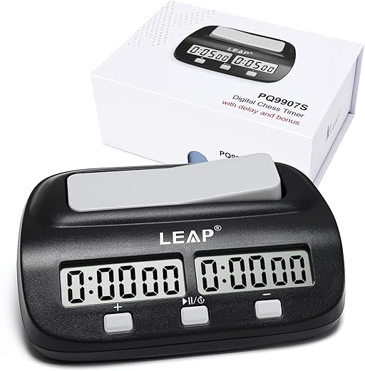 LEAP Chess Clock Digital Chess Timer Professional for Board Games Timer with Alarm Function Black (Official Store)