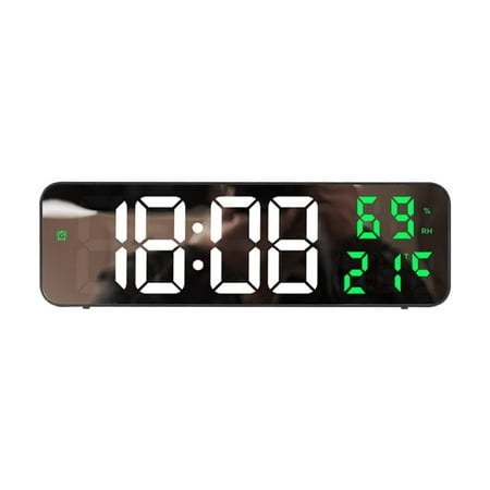 Led Digital Wall Clock, Electronic Alarm Clock, Large Screen Wall-Mounted Clock Time Temperature Humidity Display