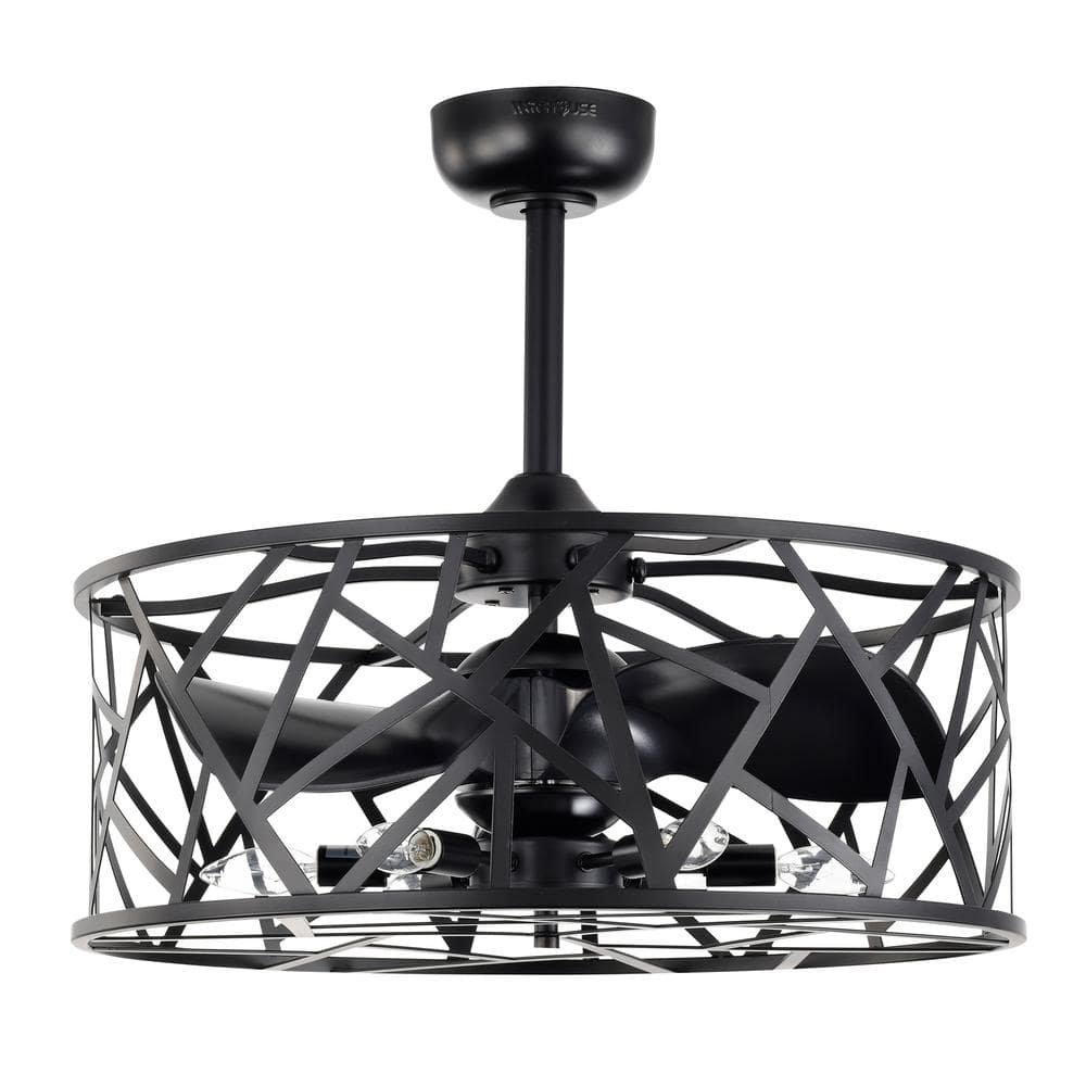 Leyton 24.4 in. Indoor Black Ceiling Fan with Light Kit and Remote...