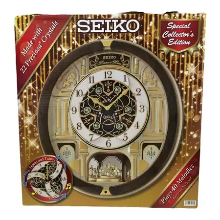 Limited Edition 2022 Seiko Melodies in Motion Wall Clock, Golden Pillars