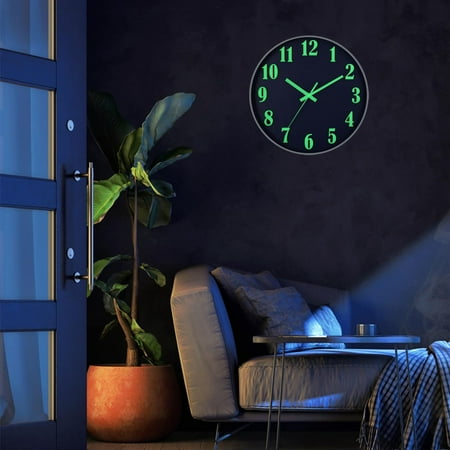 Luminous Wall Clock Glow In The Dark, Modern Wall Clocks With 3D Numbers,De