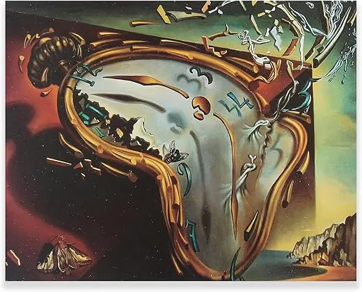 Melting Clock Wall Decor - Salvador Dali Canvas Wall Art - Surrealism Art Prints - Fine Art Print for Living Room or Bedroom Unframed (12x15in/30x38cm)