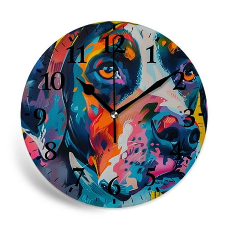 MEOSLZUT 10 inch Round Wall Clock,Pit Bull Elegant,Silent Non Ticking Wall Clocks for Living Room Kitchen Bedroom