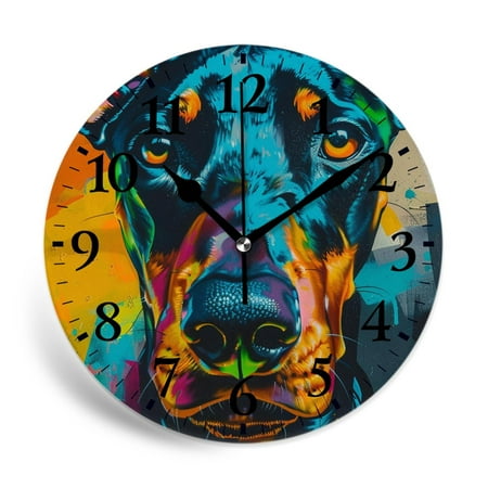 MEOSLZUT 10 inch Round Wall Clock,Pit Bull Exquisite,Silent Non Ticking Wall Clocks for Living Room Kitchen Bedroom