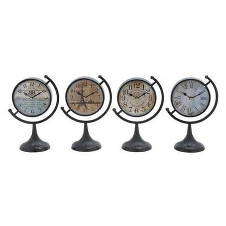 Metal Desk Clock Assorted with Fine Design - Set of 4