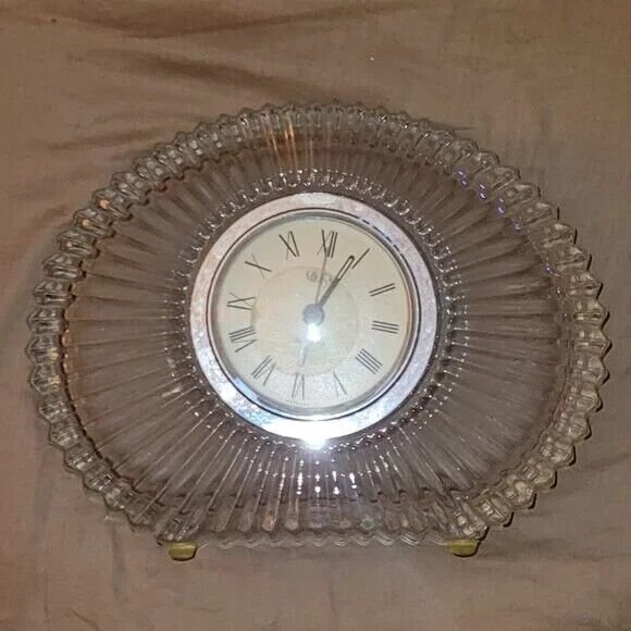 Mikasa Diamond Fire Crystal Desk Clock Made in Japan 8 1/8" WIDE & 5 3/4" HEIGHT