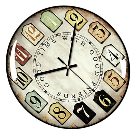 Milue 12Inch Vintage Round Wall Clock with Large Arabic Numerals Antiqued Wall Clock