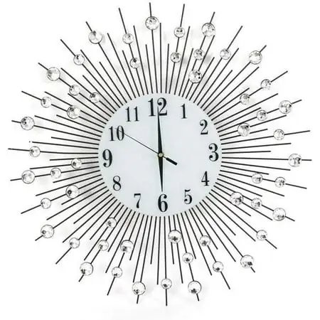 Miumaeov Wall Clock Large Luxury Art Wall Watch Round Diamond Wall Clock 60x60cm Decor