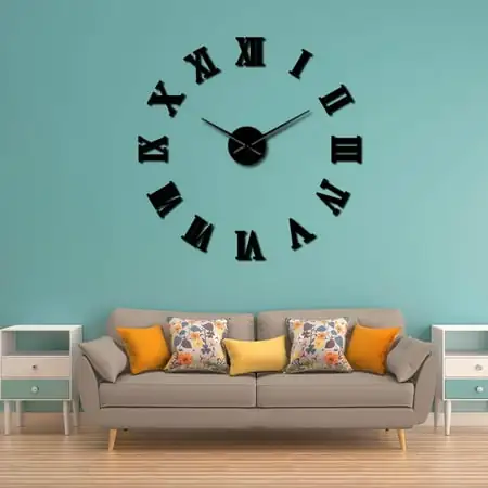 Modern DIY Large Wall Clock 3D Mirror Surface Sticker Home Decor Art Giant Wall Clock Watch with Roman Numerals Silent Big Clock