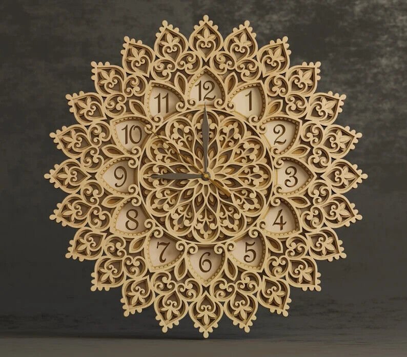 Multilayer Mandala Designed Antique Office Wall Mounted Decorative clock Gift