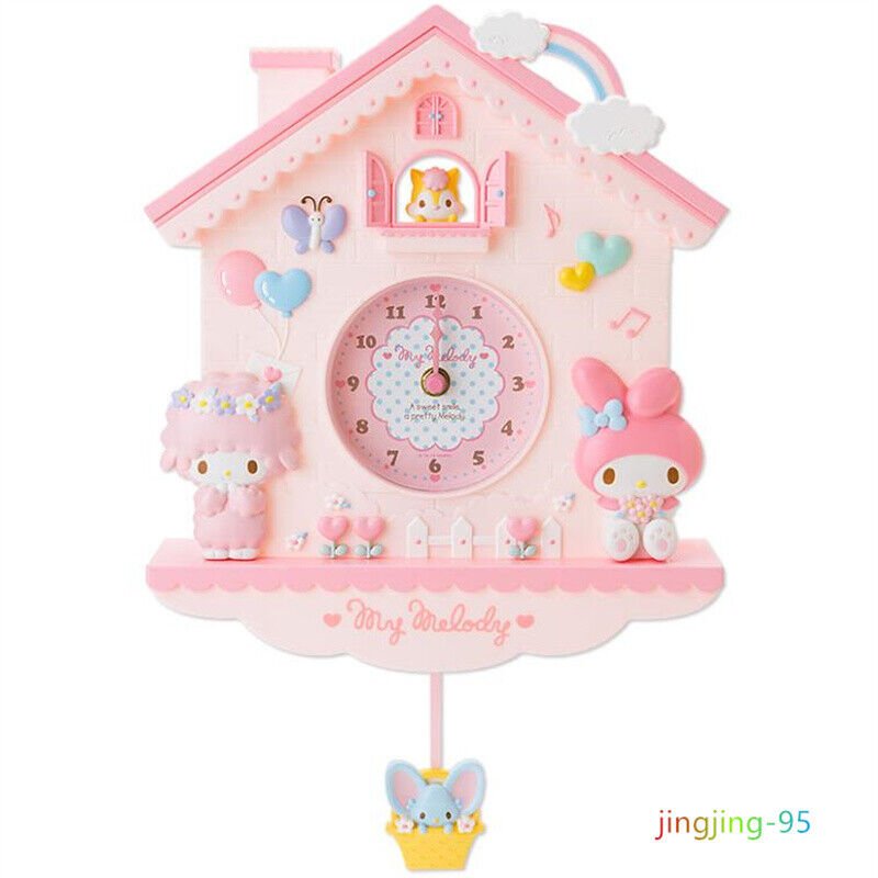 My Melody Bedroom Decoration Wall Clock Pink Pendulum Girl Room Pendant Clock