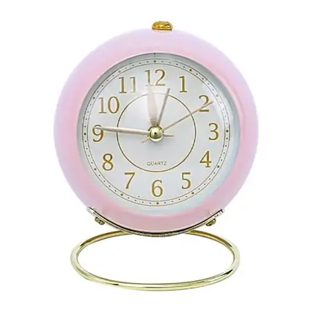 mynkyll Small Desk Clocks For Shelf Bedroom Office, Table Alarm Clocks, Gold Vintage Metal Living Room Decor Clock