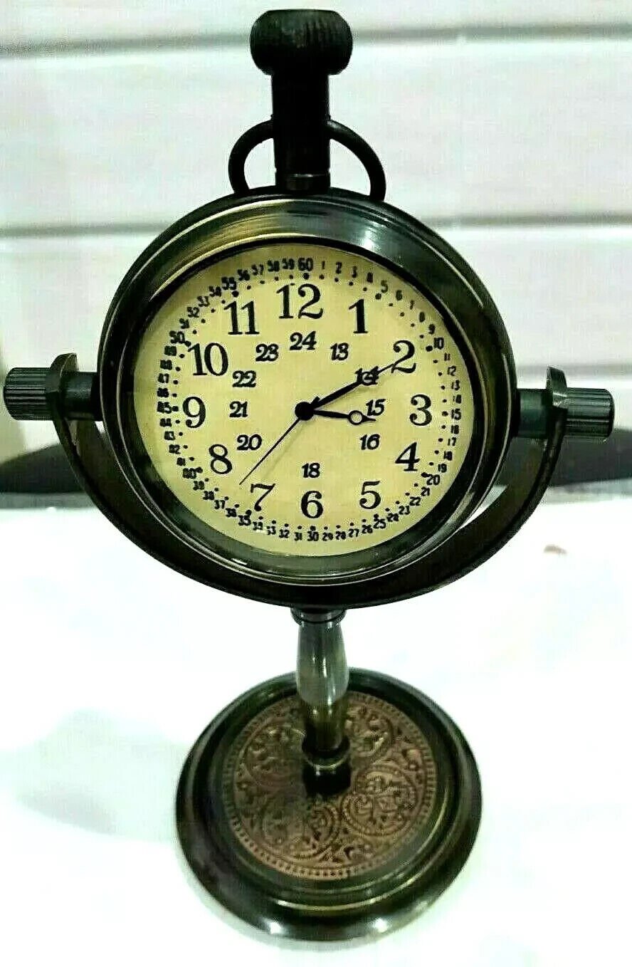 Nautical Vintage Collectible Maritime Antique Brass Desk Clock Table Watch