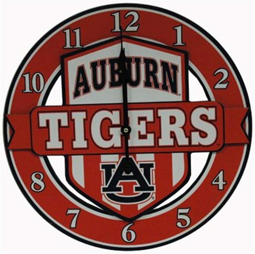 NCAA Auburn Tigers Shield Overlay Clock, One Size, Multicolor