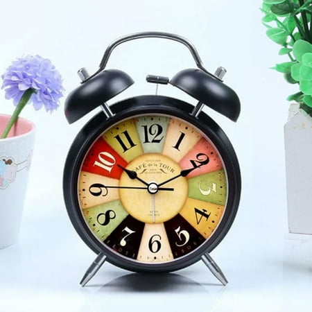 New Bedroom Living Room Super Silent Night Light Colorful Plastic. Table Desk Quartz Clock Vintage Retro Alarm Clock Round Metal Clocks 1