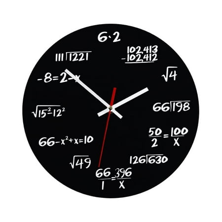 NUOLUX VORCOOL Creative Mathematics Blackboard Clock Wall Clock Teacher Gift for Classroom Home Office (Black)