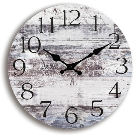 OTEMRCLOC Wall Clock, 10 Inch Marble White Non-Ticking Kitchen Clock Decor, Rustic Vintage Country Retro Decorative Wall Clocks Battery Operated for Bathroom Bedroom Living Room Office