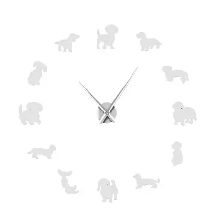 OVNVUSKG DIY Dachshund Wall Art Wiener Dog Puppy Frameless Giant Clock with Mirror Effect