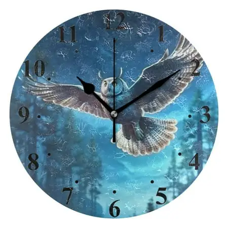 Owls Trees Forest Lamb Black 10 inch Wall Clocks Non Ticking Easy to Read Battery Decorative for Home Bathroom Kitchen Bedroom Living Room