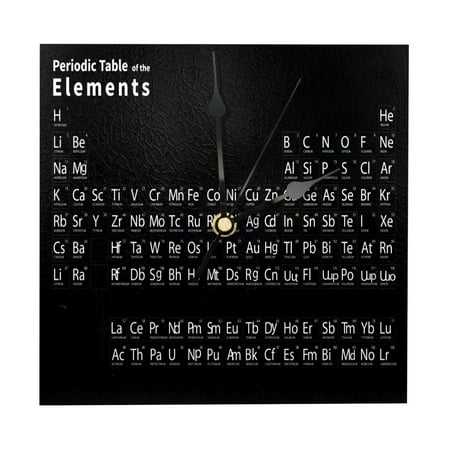 OWNTA Periodic Table of Elements Pattern Wood Square Wall Clock, 7.87 in, Silent Non-Ticking, Classic Home Decor, Stylish Office Clock, Battery Operated, Gift Idea